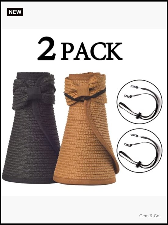 Foldable Straw Sun Hat Wide Brim Visor Adjustable Beach Packable Floppy Cap main image 5